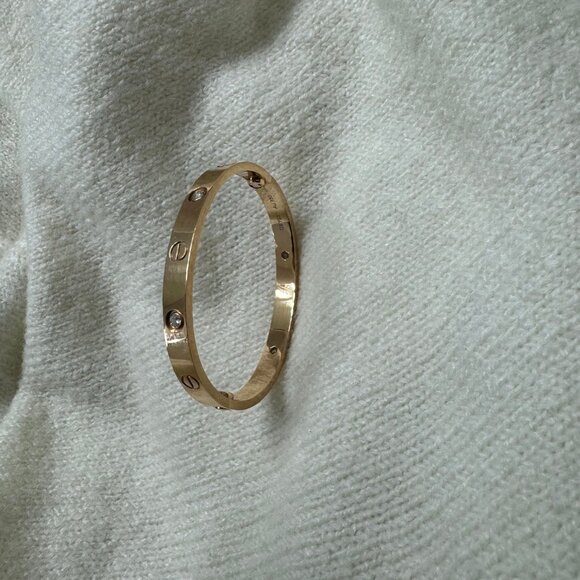 CARTIER 18K pink gold 4 Diamond LOVE BRACELET Size 16 - Picture 9 of 16
